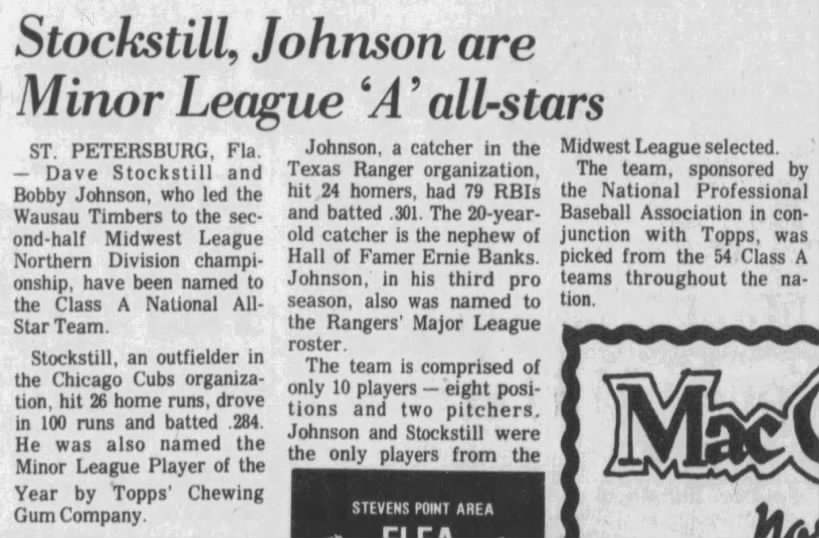 Stockstill, Johnson are Minor League 'A' all-stars