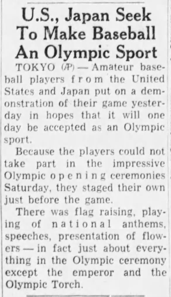 U.S., Japan Seek To Make Baseball An Olympic Sport
