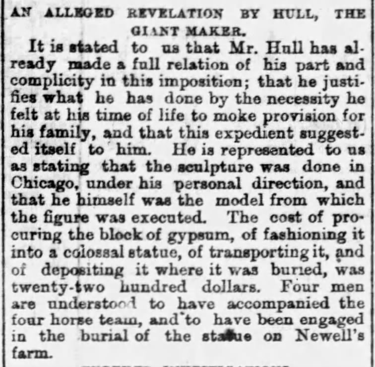 An Alleged Revelation by Hull, the Giant Maker