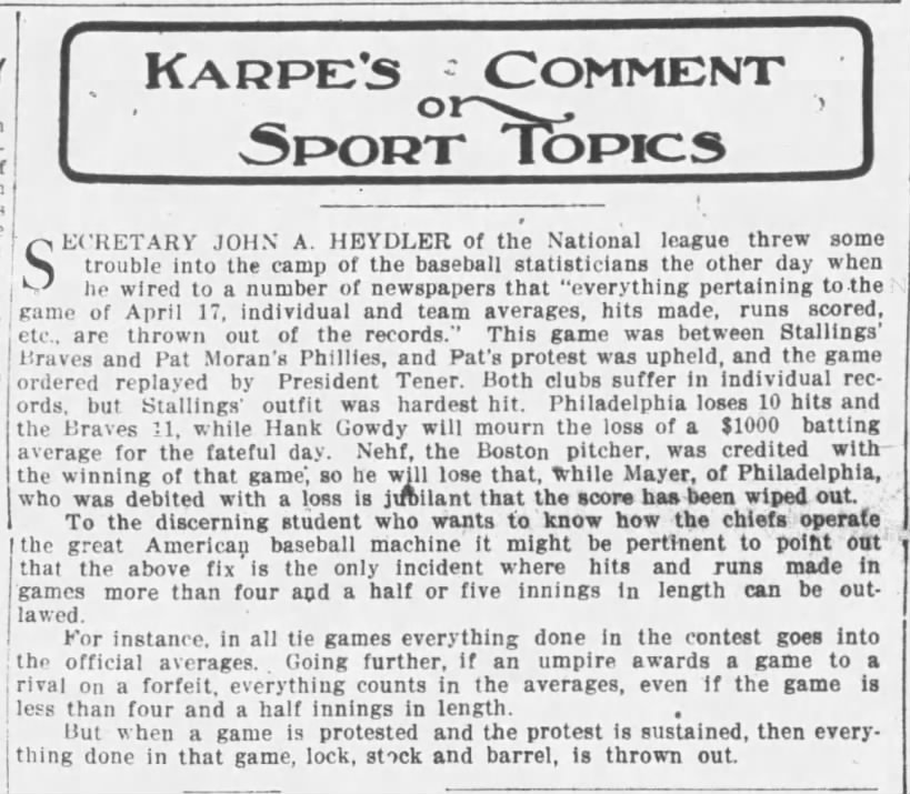Karpe's Comment on Sports Topics (column)