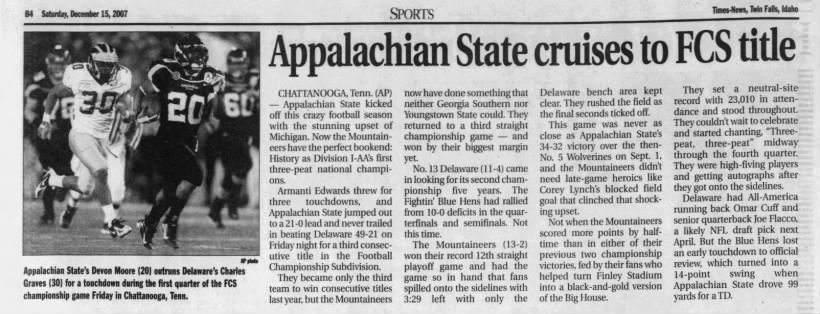 Appalachian State cruises to FCS title