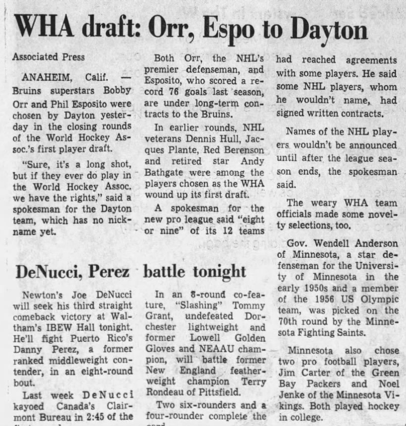 WHA draft: Orr, Espo to Dayton