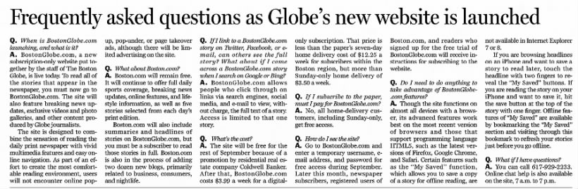 Frequently asked questions as Globe's new website is launched