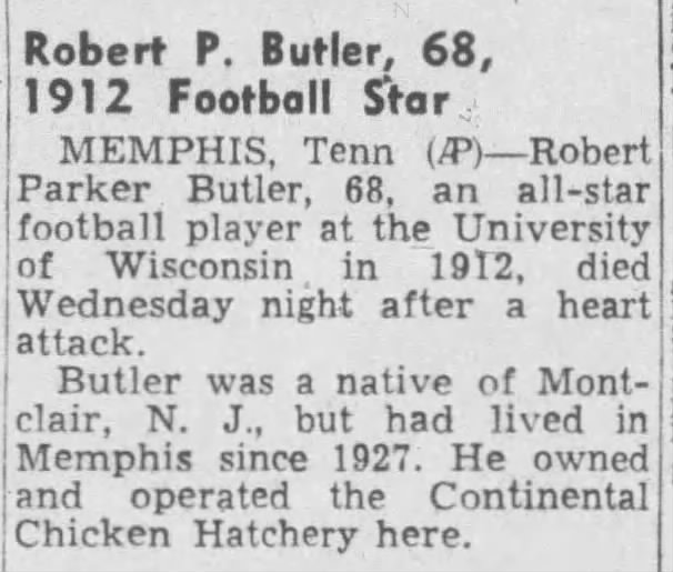Robert P. Butler, 68, 1912 Football Star