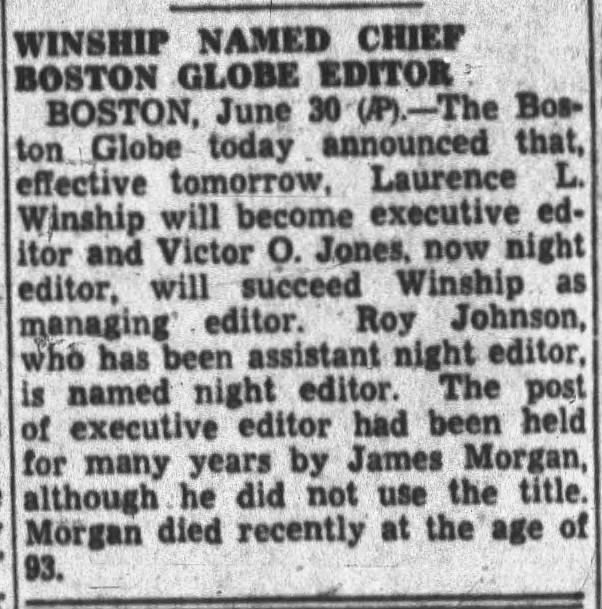 Winship Named Chief Boston Globe Editor