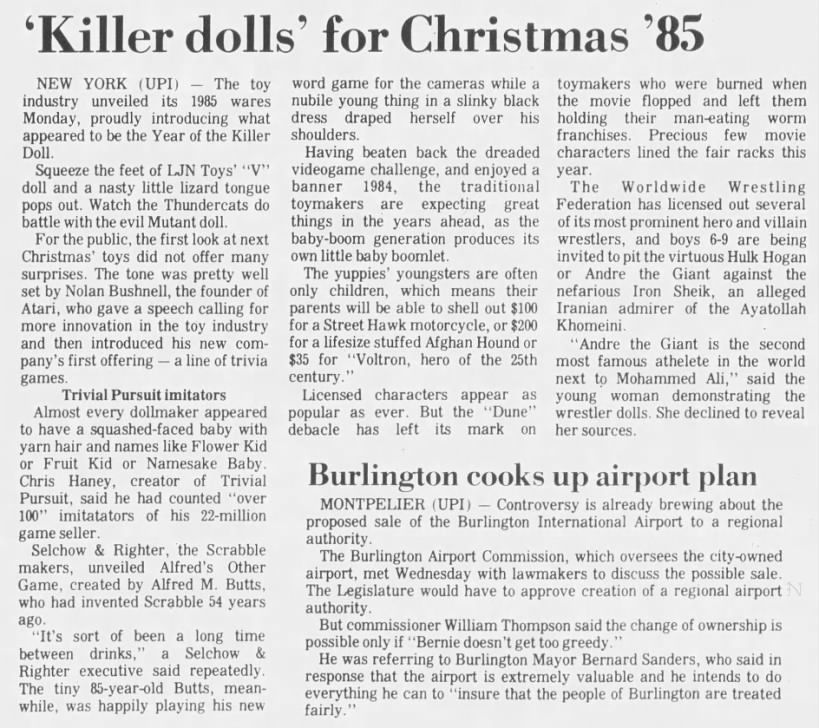 'Killer dolls' for Christmas '85