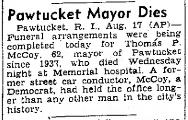 Pawtucket Mayor Dies