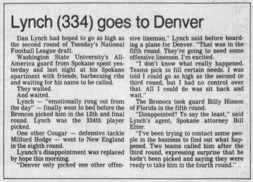 Lynch (334) goes to Denver