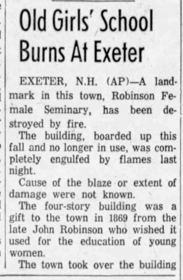 Old Girls' School Burns At Exeter