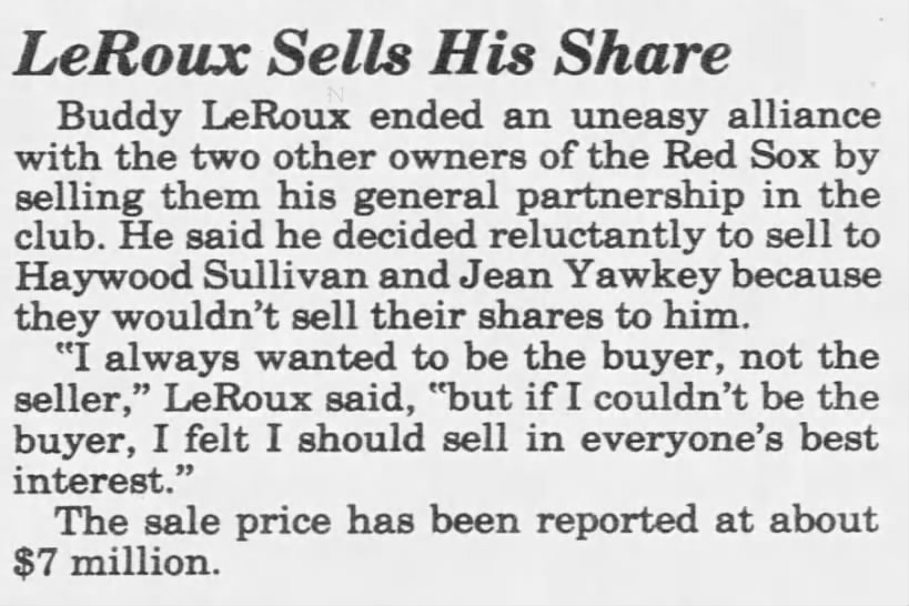 LeRoux Sells His Share