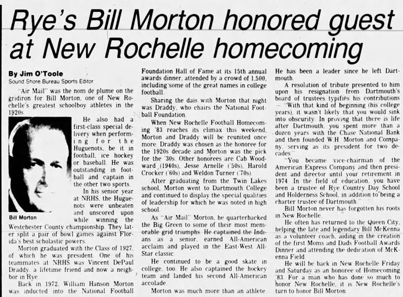 Rye's Bill Morton honored guest at New Rochelle homecoming
