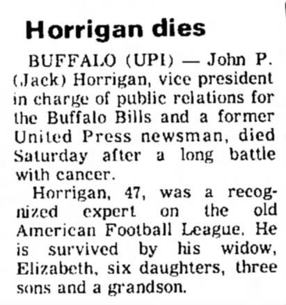 Horrigan dies