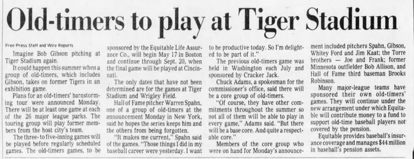 Old-timers to play at Tiger Stadium
