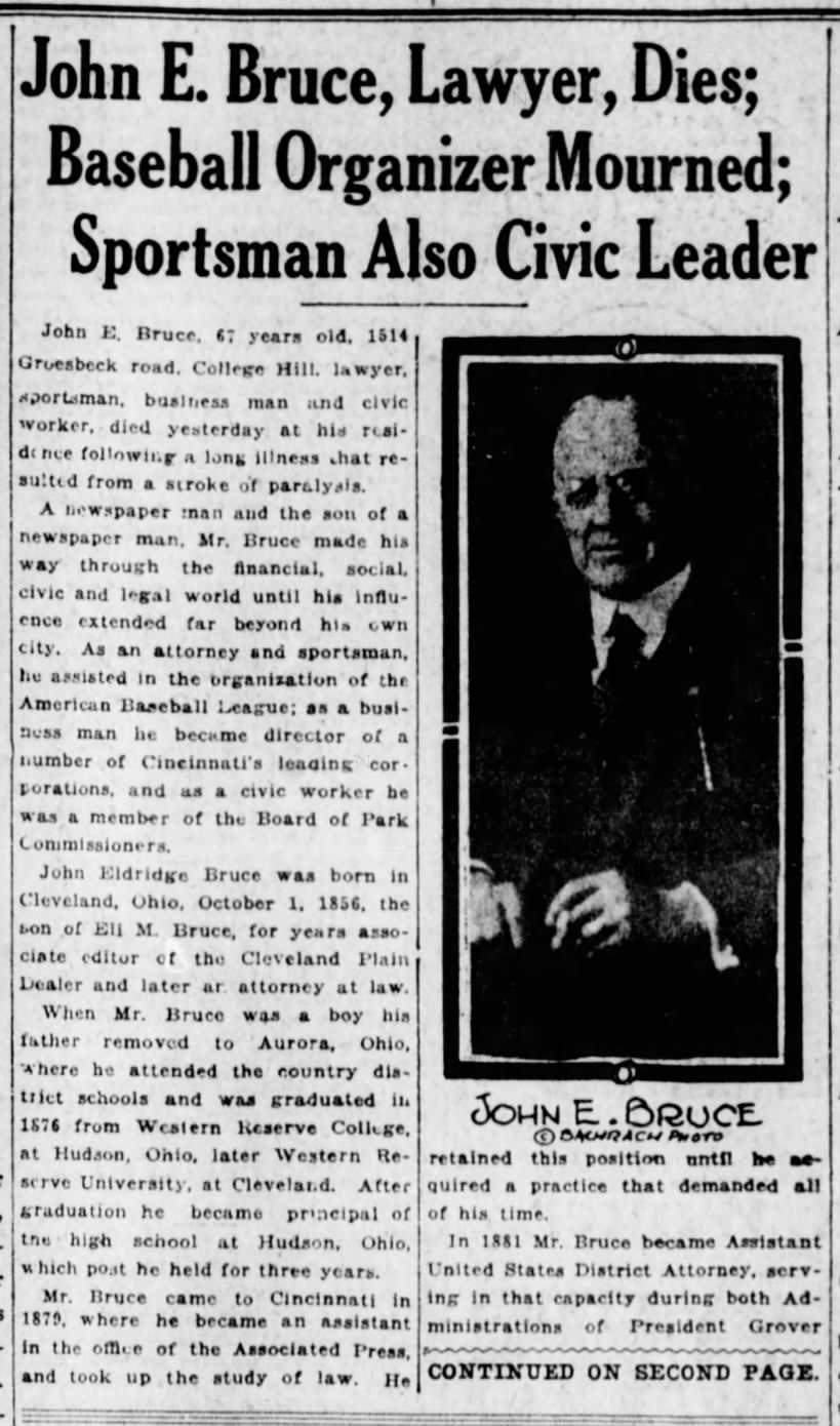 John E. Bruce, Lawyer Dies; Baseball Organizer Mourned; Sportsman Also Civic Leader