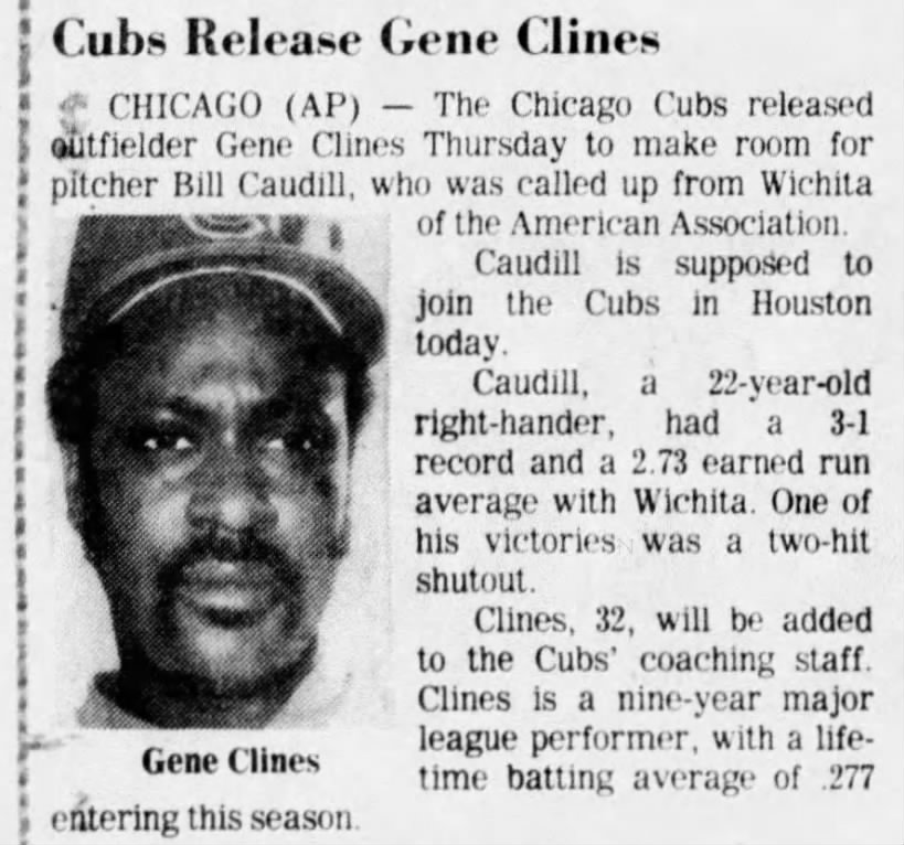 Cubs Release Gene Clines