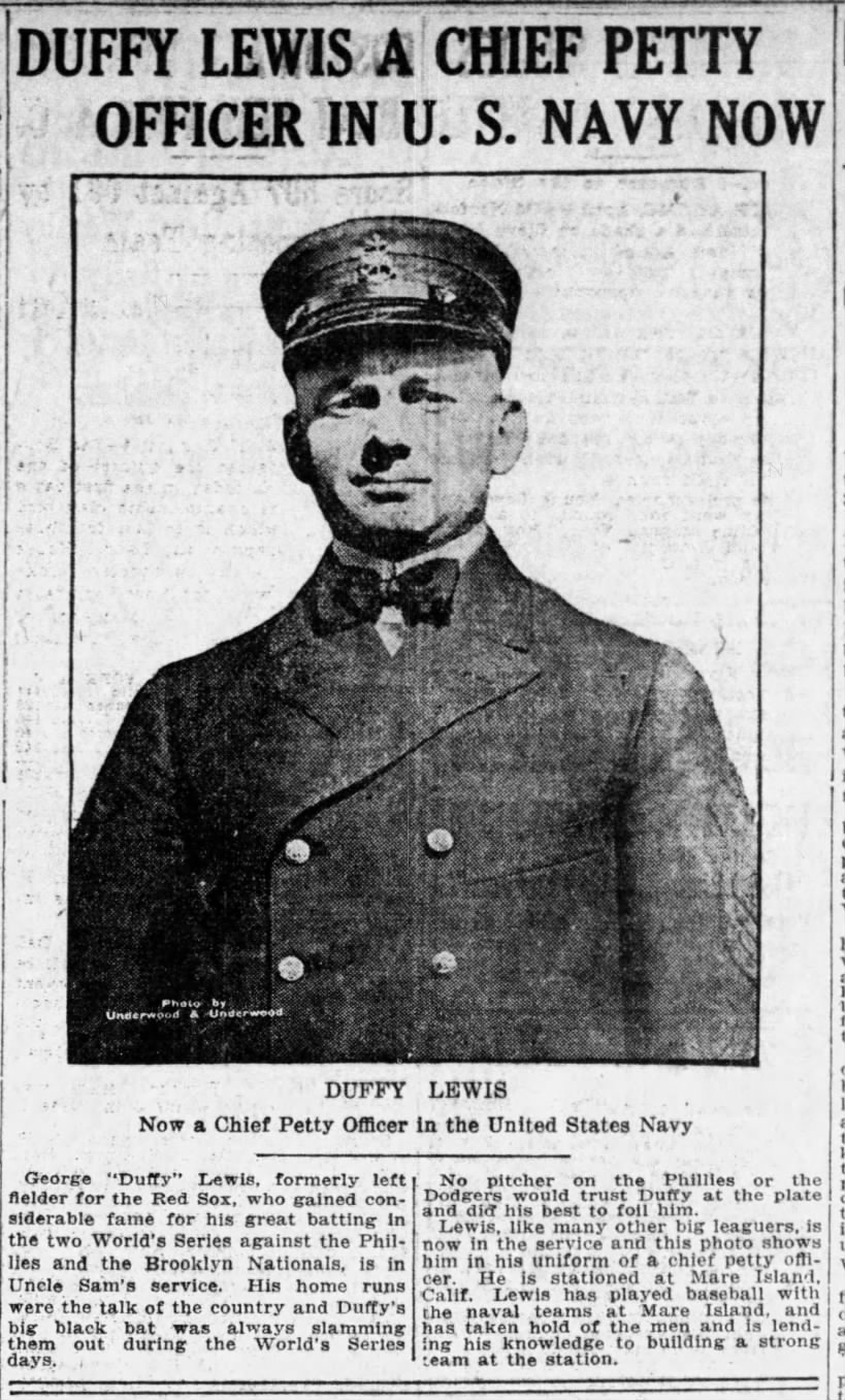 Duffy Lewis a Chief Petty Officer in U.S. Navy Now