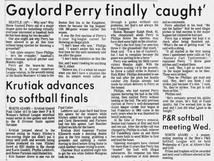 Gaylord Perry finally 'caught'