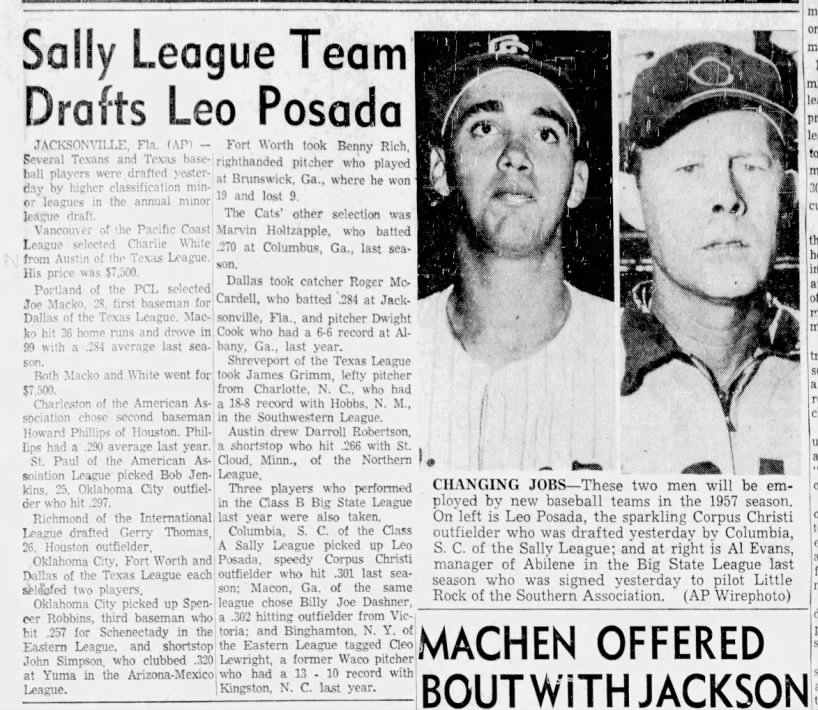 Sally League Team Drafts Leo Posada