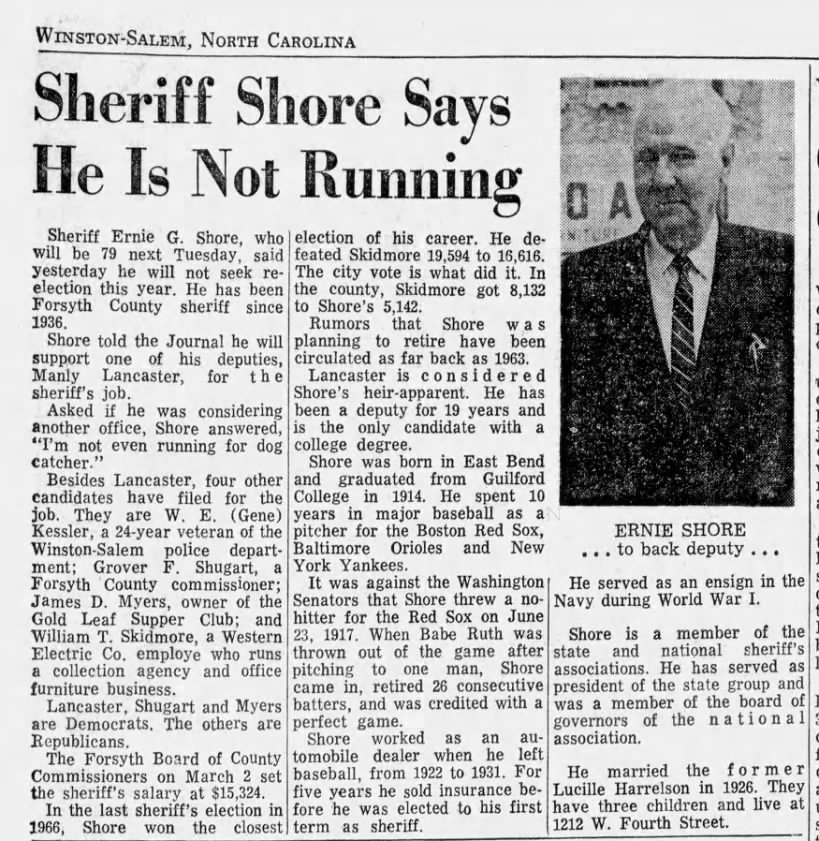 Sheriff Shore Says He Is Not Running