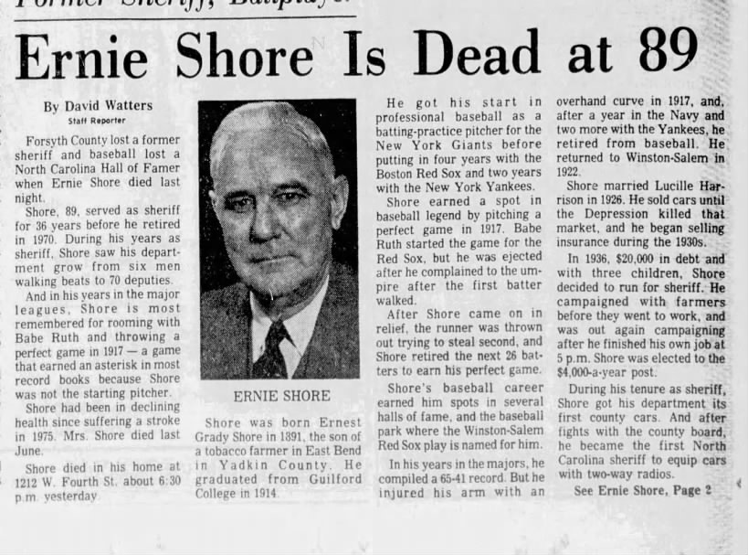 Obituary for Ernie Shore