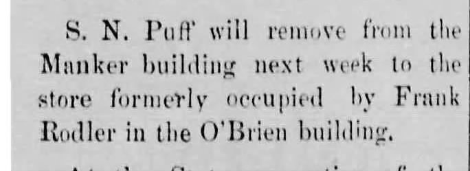 05 may 1905 puff moves out of manker building