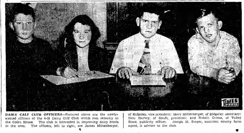 Miltenberger Mary and James 4H 1950 Mar 9 Cumb Ev Times