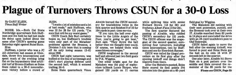Plague of Turnovers Throws CSUN for Loss