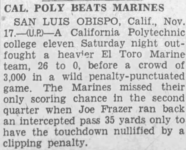 Cal Poly Beats Marines