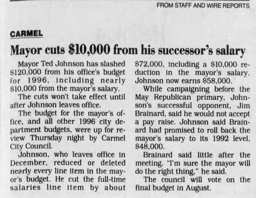 ted Johnson, Budget, Jul 22, 1995