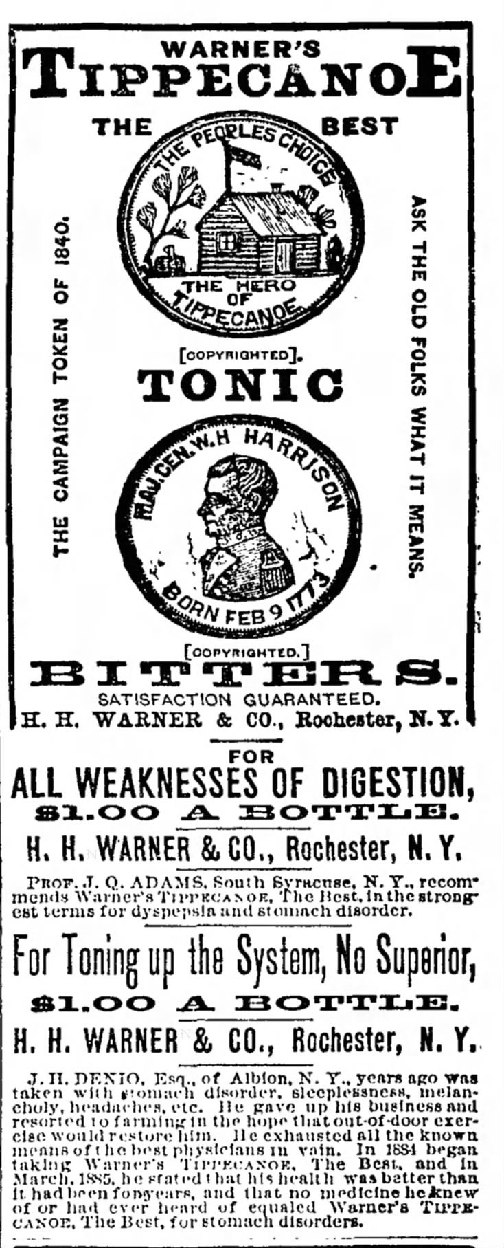 Warner's Tippecanoe - St. Joseph (Michigan) Herald - 30 May 1885