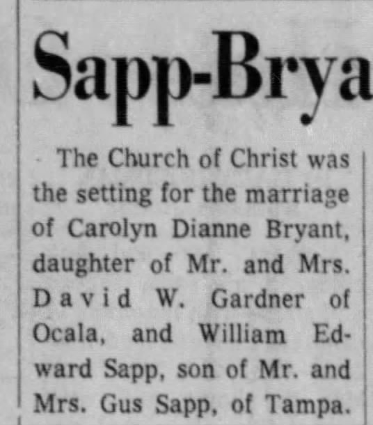 David Wideman Gardner's 3rd marriage; stepdaughter Diane Bryant