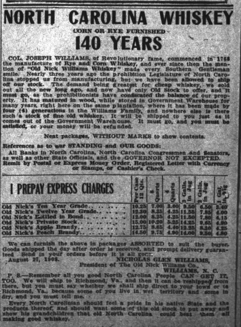 The Charlotte Observer 12/21/1908
Ad