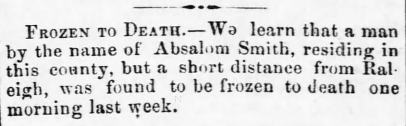 Absalom Smith death 1857