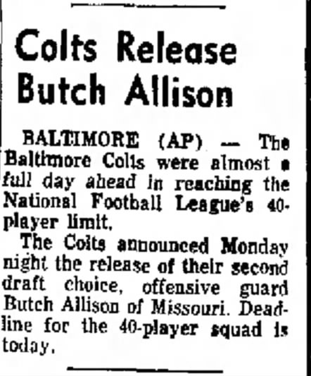 Colts Release Butch Allison