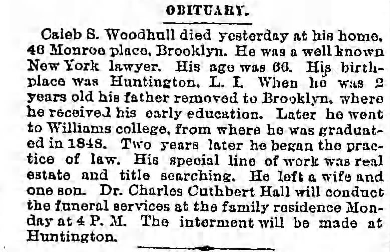 Caleb S. Woodhull Obit 1893