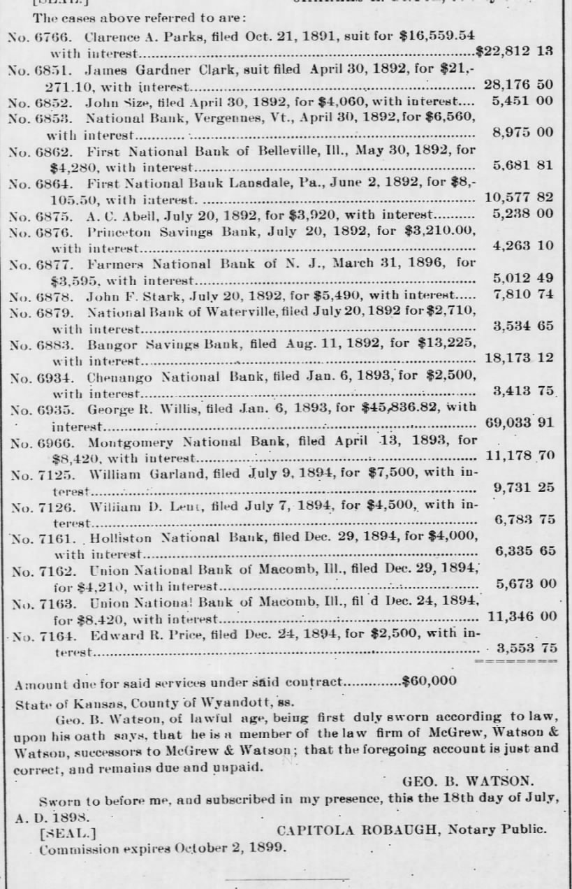 1898 07 28 Wyandott Herald p3 pt2 Atty fees for McGrew and Watson