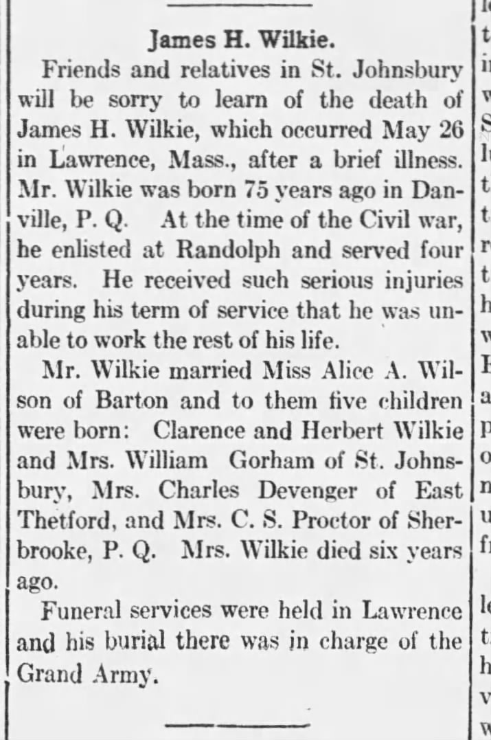obituary James H. Wilkie