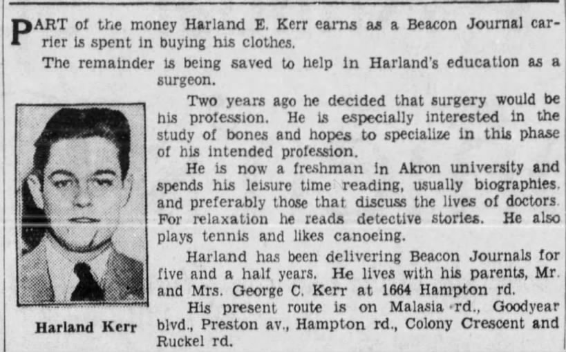 Harland E Kerr feature story