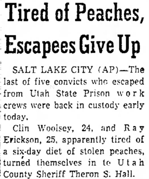 Prison Escapees Turn Selves in, Tired of Eating Peaches