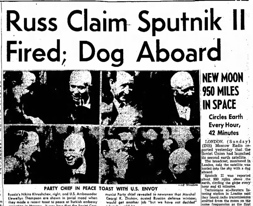 Sputnik II Puts First Animal in Orbit