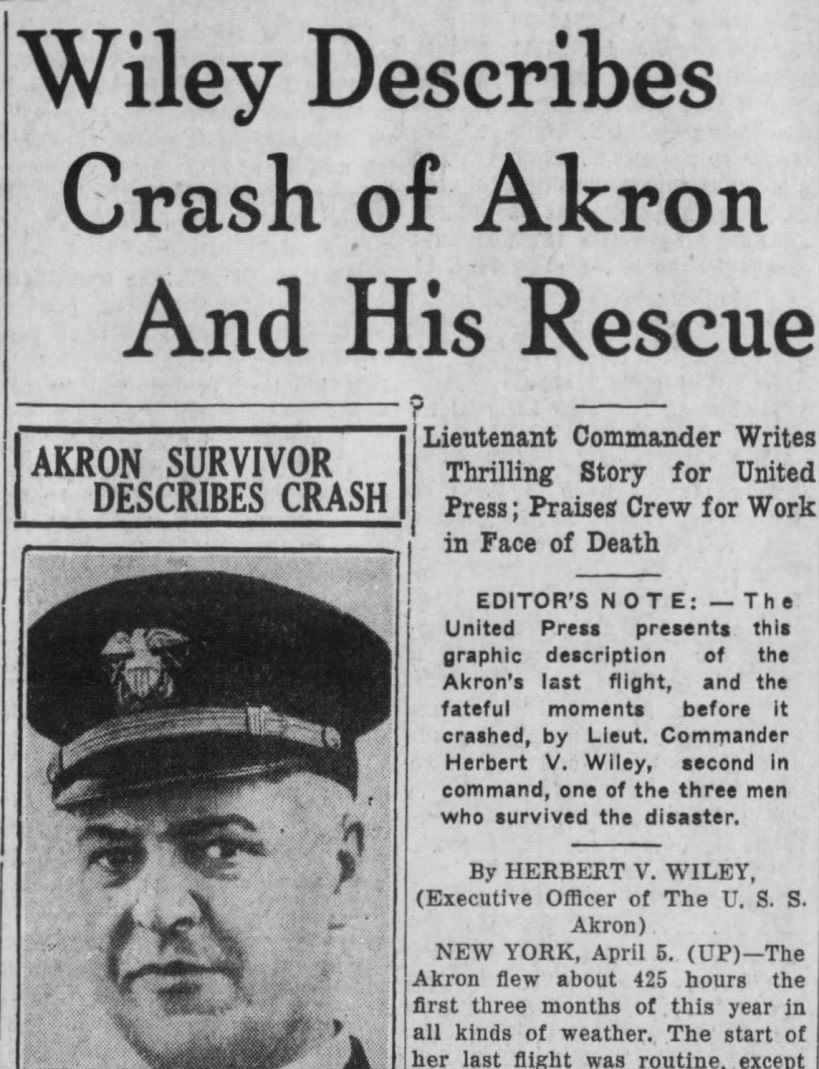 USS Akron Wreck Survivor Describes Dirigible's Crash