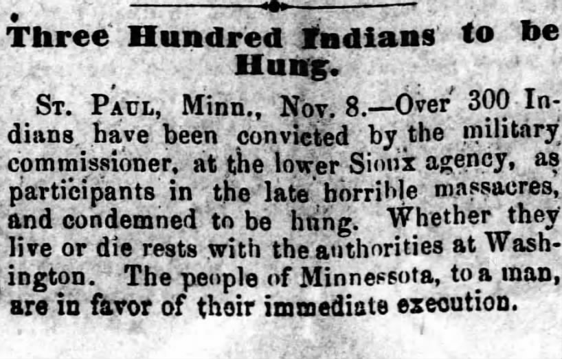 300 indians hung sioux nation