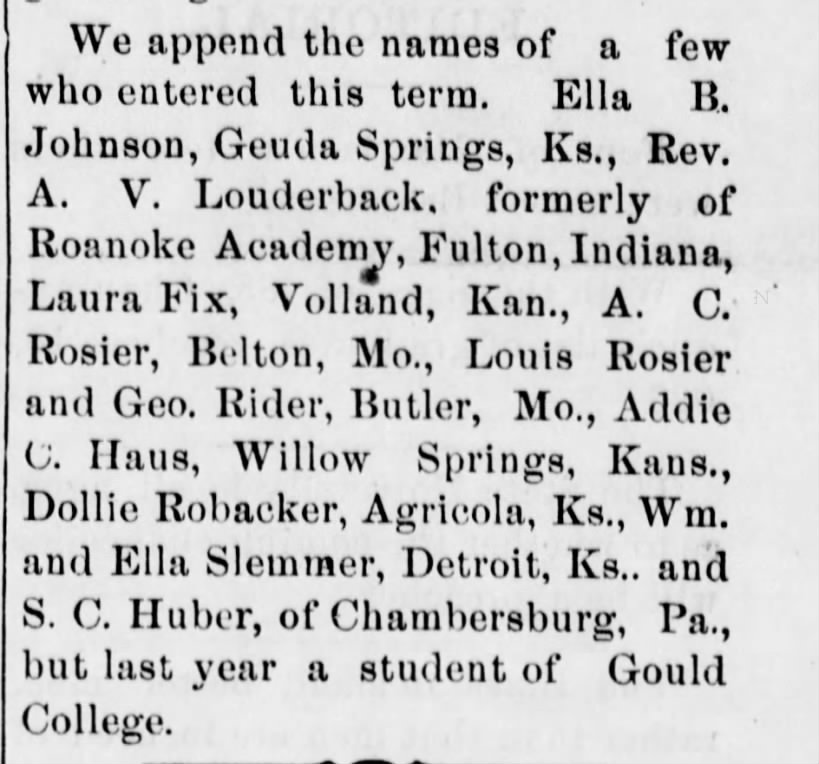 College Echoes Lane Univ Rosier AC and Louis  KS 01may1889