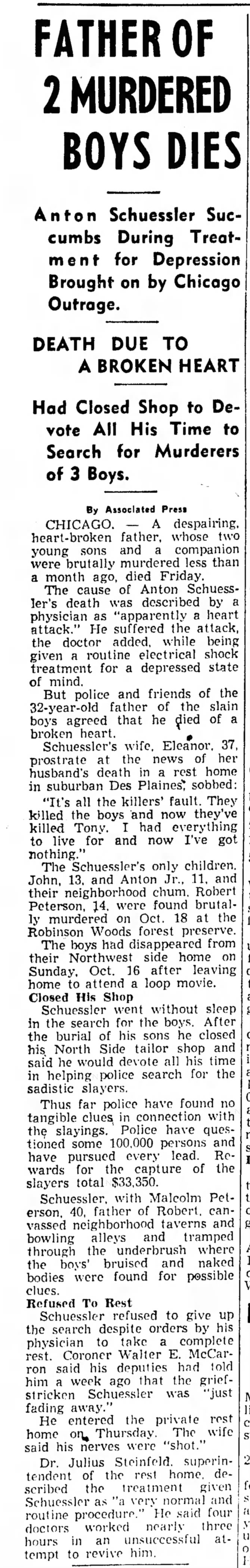 Antone Schuessler death - 12 Nov 1955