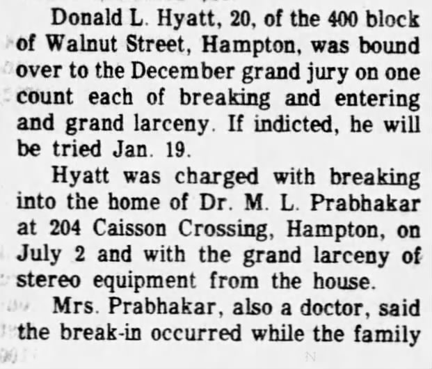 Daily Press November 23, 1978 part 1
Donny did not live on Walnut Street; he lied to the police