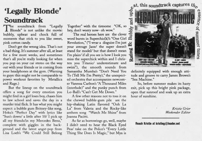 'Legally Blonde' Soundtrack - Kristie Grier