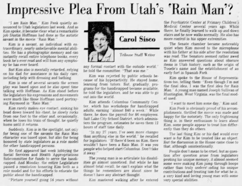 Impressive Plea From Utah's 'Rain Man'? - Carol Sisco