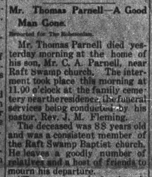 Obit Thomas Parnell:  "A Good Man"