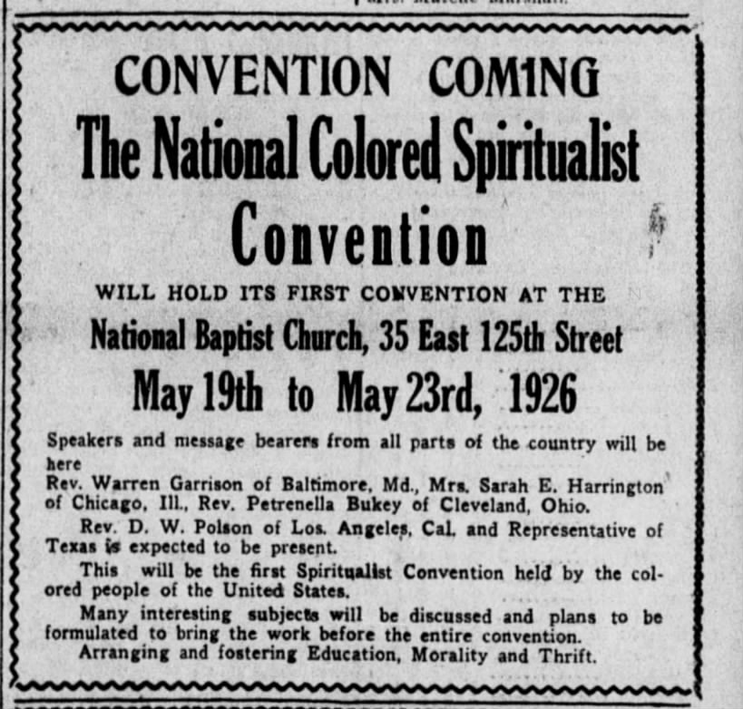 the National Colored
Spiritualist Association