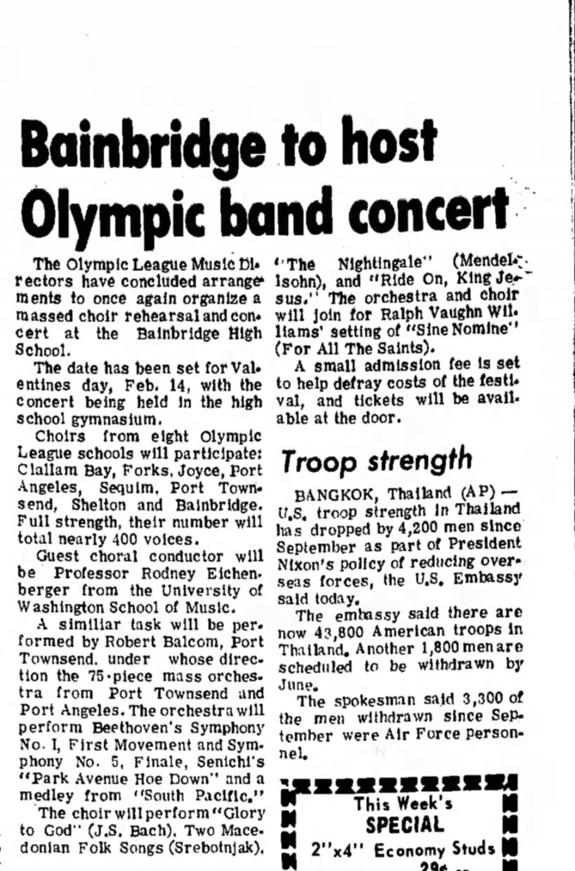 Rodney Eichenberger Port Angeles Evening News 12 Feb 1970